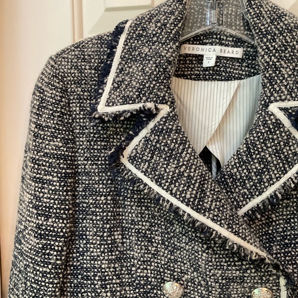 Veronica Beard Tweed Jacket, Black and White, Classic Raw Edges, Sz 2 - Picture 6 of 13